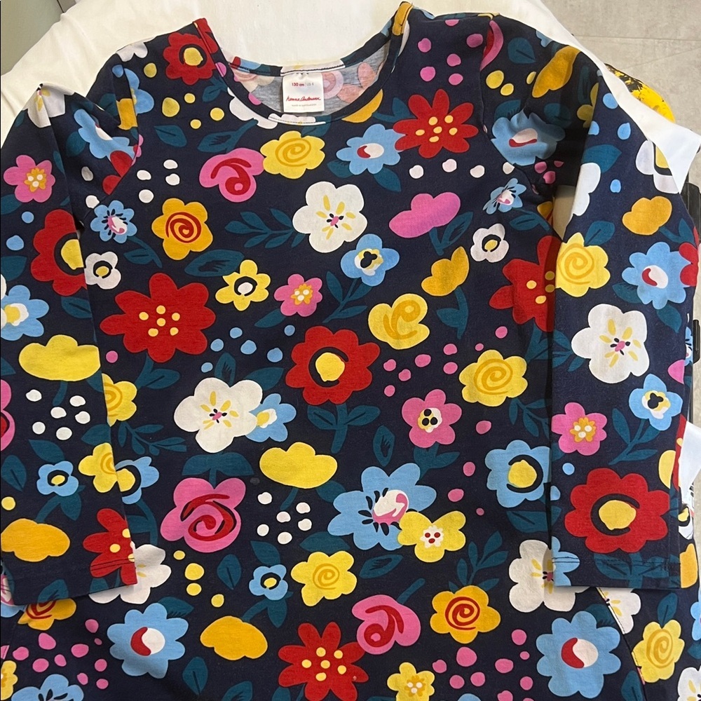 Hanna Andersson Floral Dress with Multicolor Blooms child sz 8